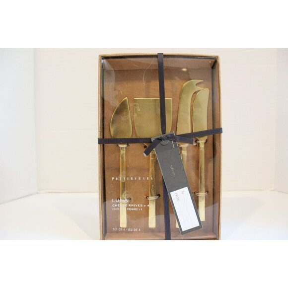 Pottery Barn Luna Cheese Knives Set of 4 in Gold Finish - Picture 2 of 5